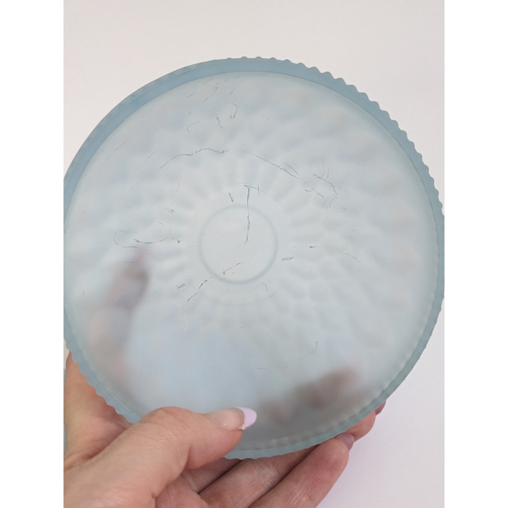 Vintage Indiana Glass Co. Mt. Vernon Fairy Lamp Frosted Blue Satin Diamond Point - Picture 10 of 14